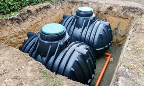 Two septic tanks in the ground