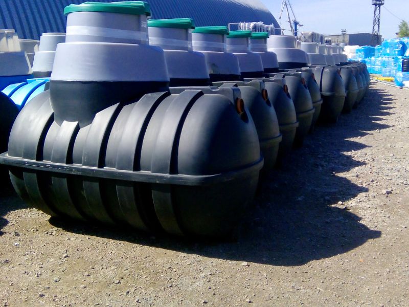 Group of septic tanks ready for installation