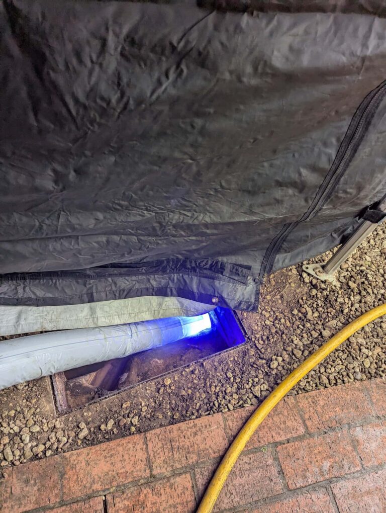 Blue light lining repair on broken drain