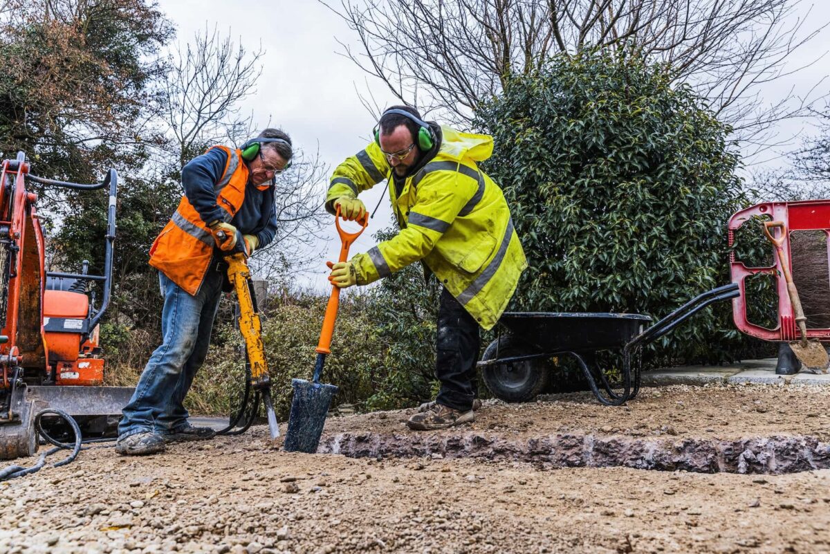 Groundworks, digging a path for a new drain