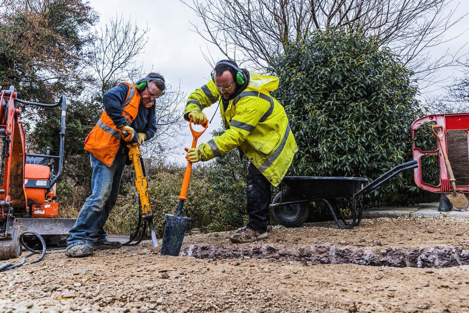 Groundworks, digging a path for a new drain