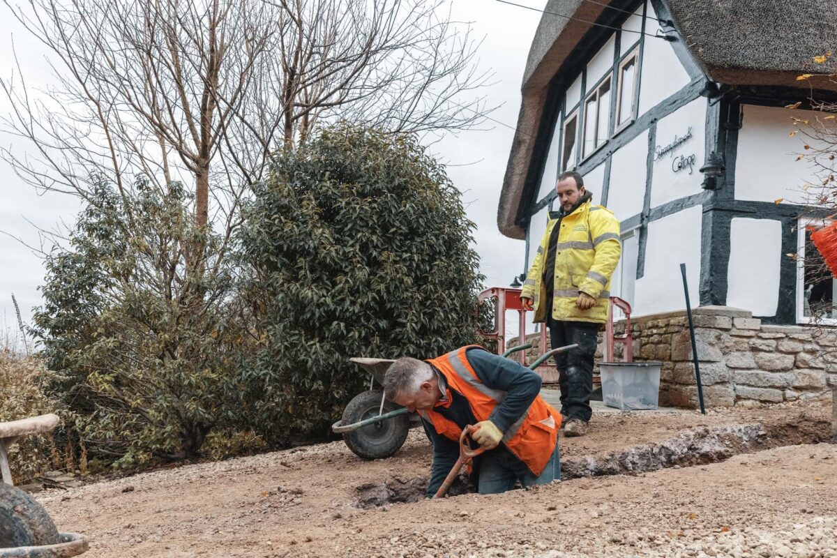 Groundworks, digging a path for a new drain