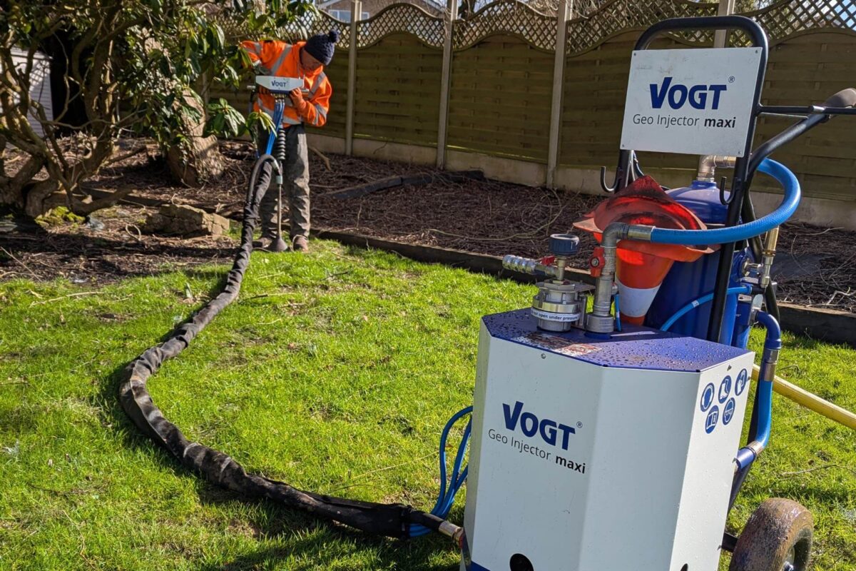 Geo injection and soil aeration on a garden lawn