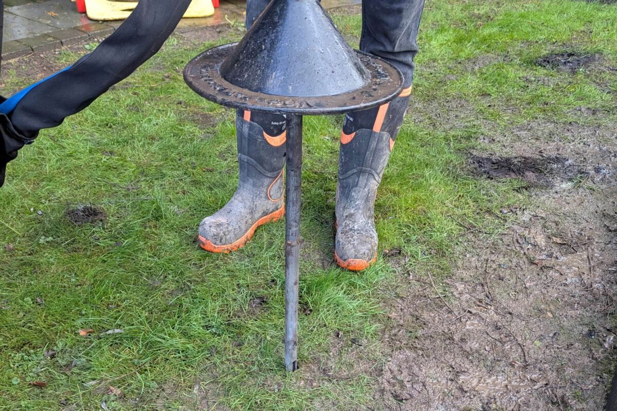 Geo injection and soil aeration on a garden lawn