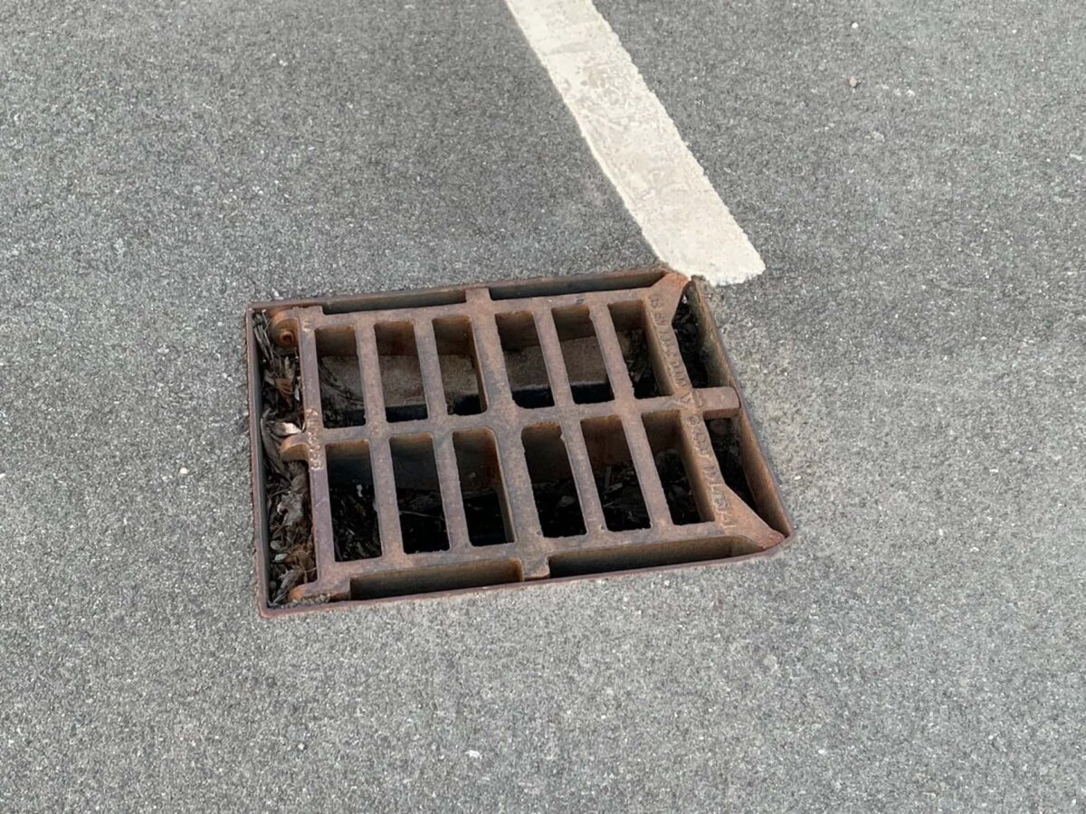 Outdoor drain on the road