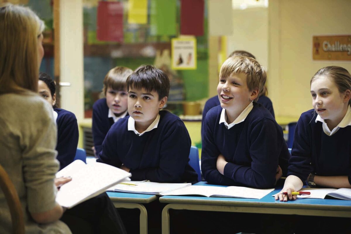 Children learning at a school