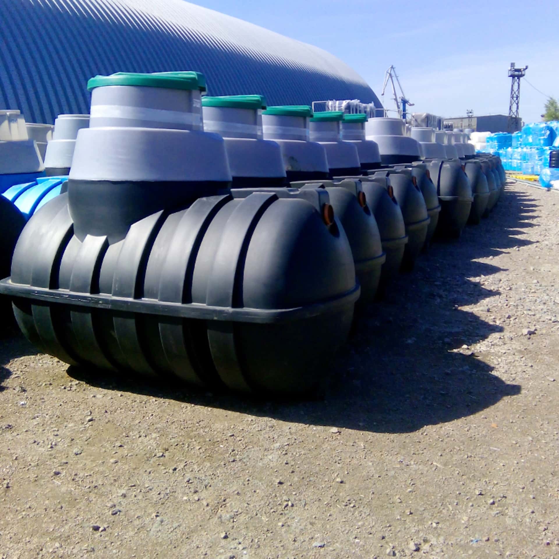 Line of septic tanks