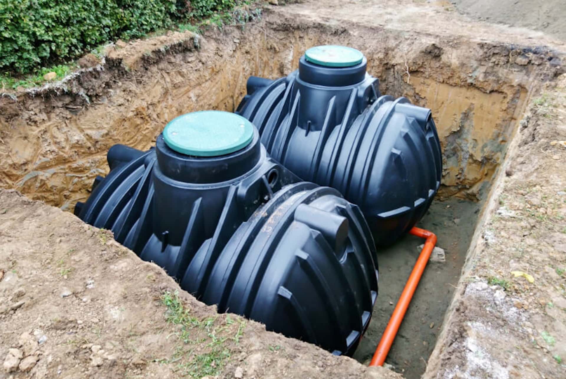Septic tank groundworks, installing two new tanks