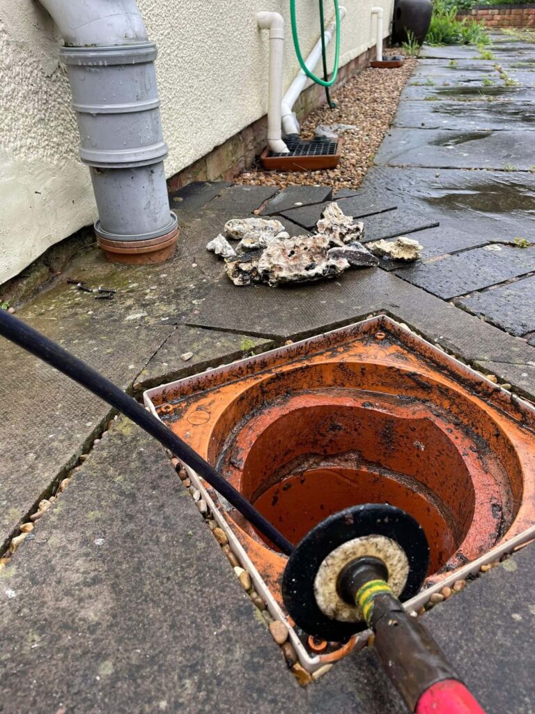 Unblocking a drain, removing the wad of wet wipes