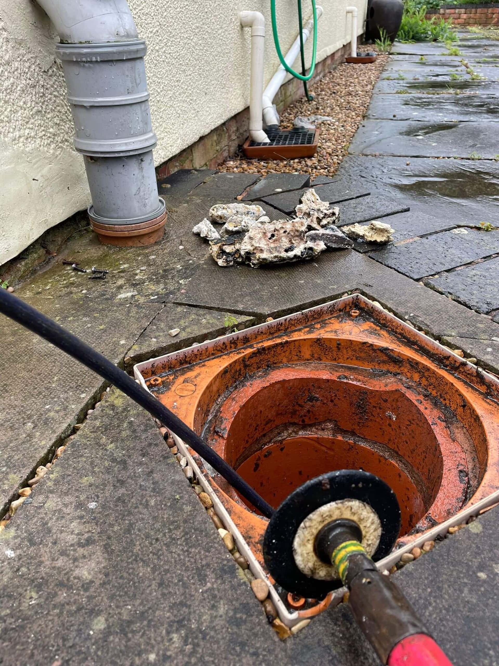 Unblocking a drain, removing the wad of wet wipes