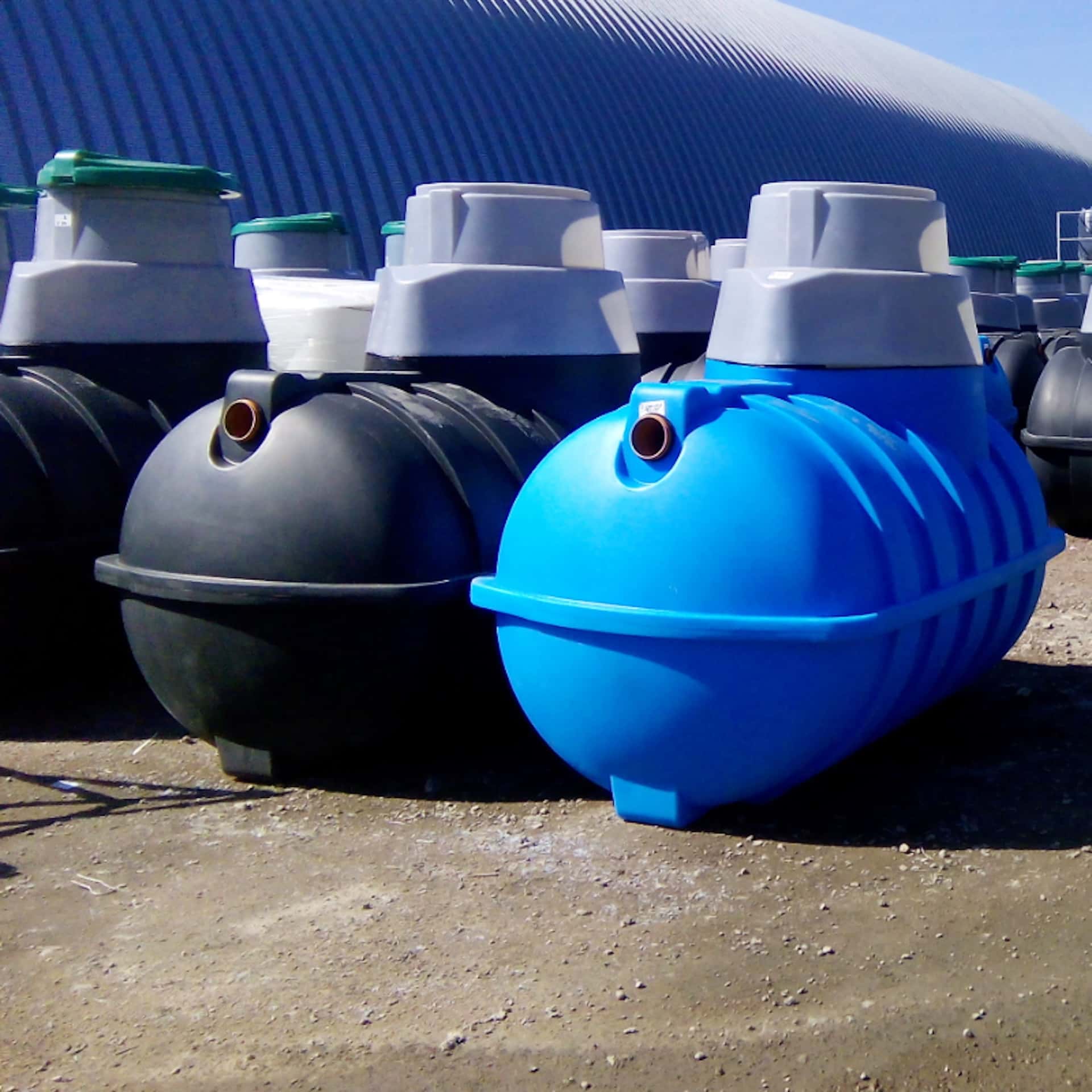 Line of septic tanks