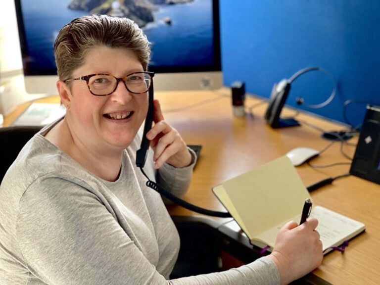 Nikki taking calls on reception